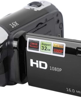 1080P HD Camcorder, 16MP DV Camera with 16x Digital Zoom, 2.7in TFT Rotatable Screen, Built-in Speakers, USB (Black)